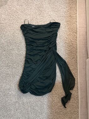 Amanda Uprichard never wornStrapless Ruched Green Cocktail Dress with Side Drape